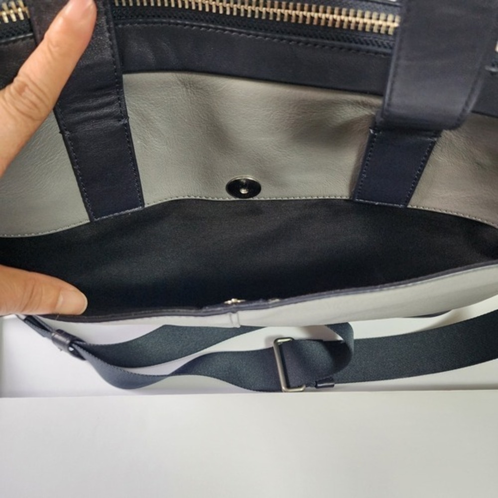 Coach Metropolitan Slim Briefcase Grey Black Leather Laptop Bag Messenger - Picture 11 of 14